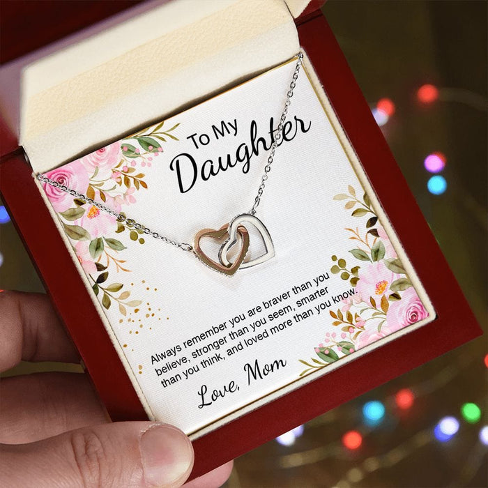 To My Daughter... Floral Interlocking Hearts Necklace From Mom