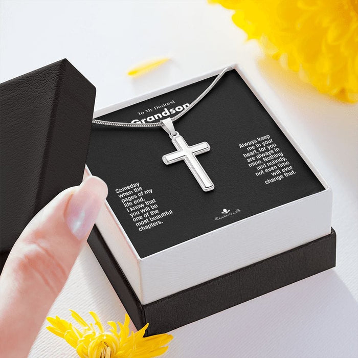 To My Dearest Grandson... Stainless Steel Cross Necklace