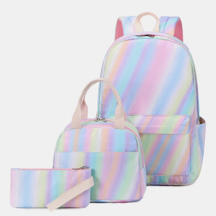 Girls Backpack Kids School Rainbow Bookbag 3 in 1 Set School Bag