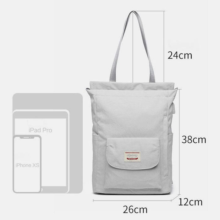 Converible Tote Backpack Laptop Bag College School Bookbag with USB Charging Port